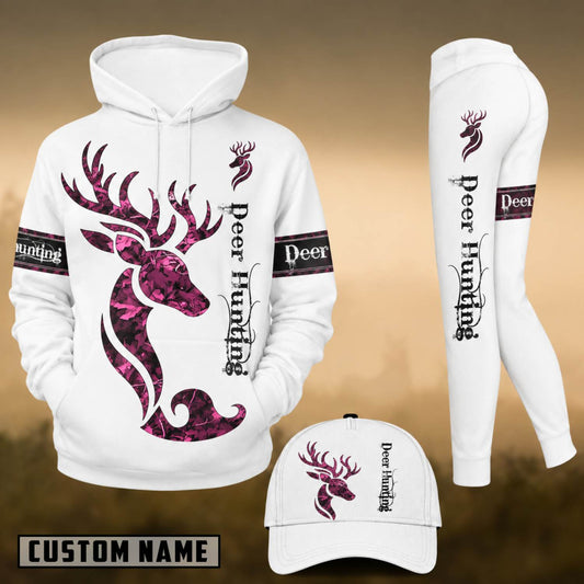 Maxcorners Hunting Whitetail Deer Pink Camo 3D Shirts