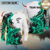 Maxcorners Fishing Aqua Flame Smoke Design Sun Protection Personalized Name, Team Name Long Sleeve Shirt