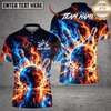 Maxcorners Bowling Bowling Ball & Fiery Energy Burst Graphic Multicolor Customized Name, Team Name 3D Shirts