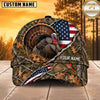 Maxcorners Hunting Wildlife Woodland Camo Torn American Flag Personalized Name 3D Cap