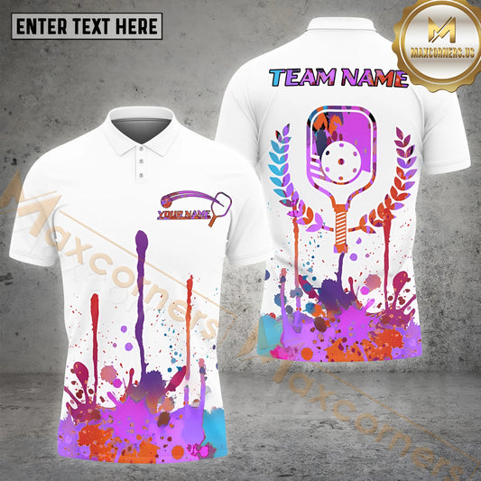Maxcorners Pickleball Ball Ink Color Customized Name, Team Name 3D Shirt (4 colors)