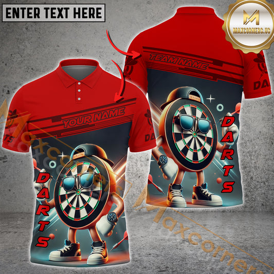 Maxcorners Darts Dartboard Funny Pattern Multicolor Option Customized Name, Team Name 3D Polo Shirt (4 Colors)