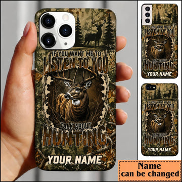 Maxcorners Hunting Deer Skull Woodland Camo Personalized Name 3D Phone Case