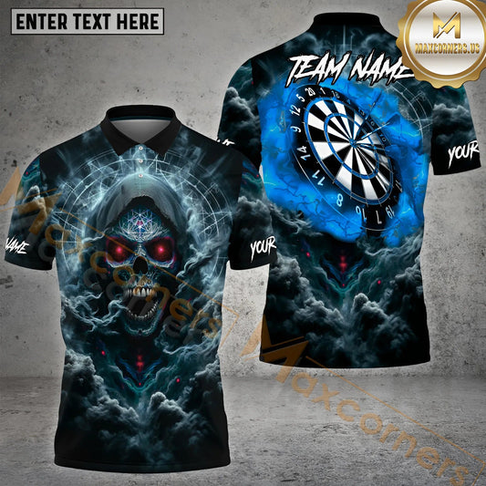 Maxcorners Gothic Hooded Reaper & Dartboard Darts Jersey Multicolor Options Personalized Name, Team Name 3D Shirt (4 Colors)