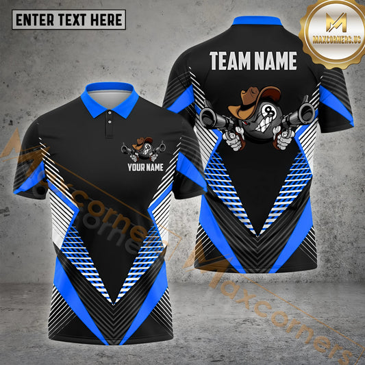 Maxcorners Billiard Funny Gun 8 Ball Jersey Multicolor Options Personalized Name, Team Name 3D Shirt (4 Colors)