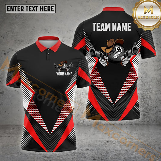 Maxcorners Billiard Funny Gun 8 Ball Jersey Multicolor Options Personalized Name, Team Name 3D Shirt (4 Colors)