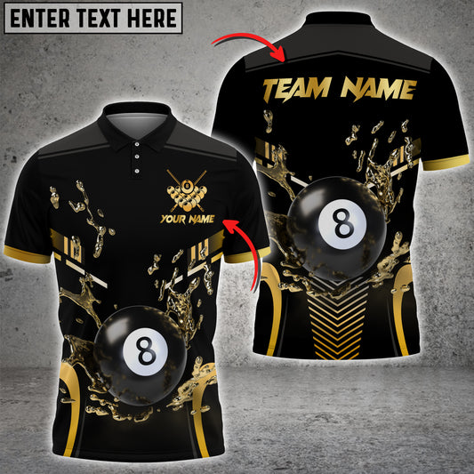 Maxcorners Billiard Water 8 Ball Pool Pattern Jersey Multicolor Options Personalized Name, Team Name 3D Shirt (4 Colors)