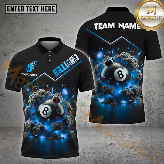 Maxcorners Billiard Ball 8 BOOM Multicolor Options Personalized Name, Team Name 3D Shirt (4 Colors)