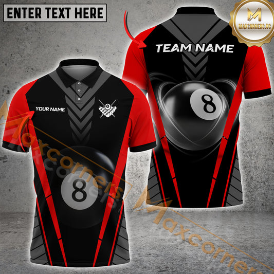 Maxcorners 8 Ball Billiard Jersey Multicolor Options Personalized Name, Team Name 3D Shirt (4 Colors)