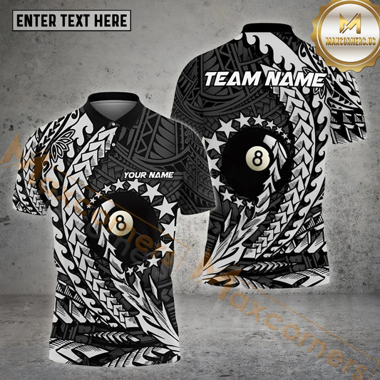 Maxcorners 8 Ball Maori Star Premium Billiard Jersey Multicolor Options Personalized Name, Team Name 3D Shirt (4 Colors)