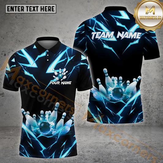 Maxcorners Thunder Bowling Sport Jersey Pattern  Multicolor Options Personalized Name, Team Name 3D Shirt (4 Colors)