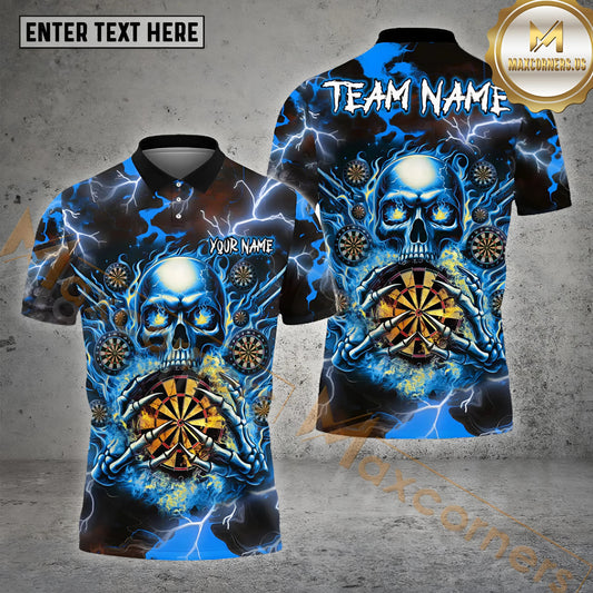 Maxcorners Darts Skull Thunder  Multicolor Options Personalized Name, Team Name 3D Shirt (4 Colors)