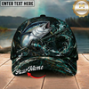Maxcorners Fishing Dark Ocean Swirl Rod Splash Personalized 3D Cap (12 Fish Species)