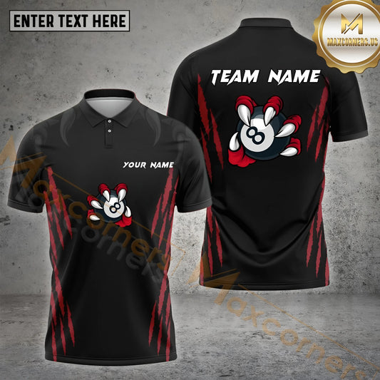 Maxcorners Billiards Shirt Claw Monster Cartoon 8 Ball Multicolor Options Personalized Name, Team Name 3D Shirt (4 Colors)