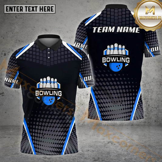 Maxcorners Classic Bowling League Logo Multicolor Options Personalized Name, Team Name 3D Shirt (4 Colors)