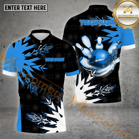 Maxcorners Bowling Rolling Impact Design Multicolor Options Personalized Name, Team Name 3D Shirt (4 Colors)