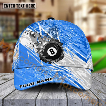 Maxcorners Billiards Ball 8 Lightning Flame  Personalized Name Cap (4 Colors)