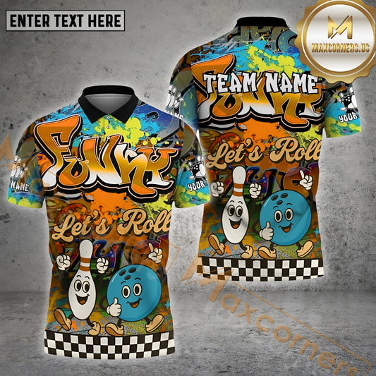 Maxcorners Funny Let's Roll Bowling Team Multicolor Options Personalized Name, Team Name 3D Shirt (4 Colors)