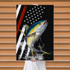 Maxcorners Tuna Fishing Strong Motion Water Splash American Flag Design Personalized Name 3D Poster
