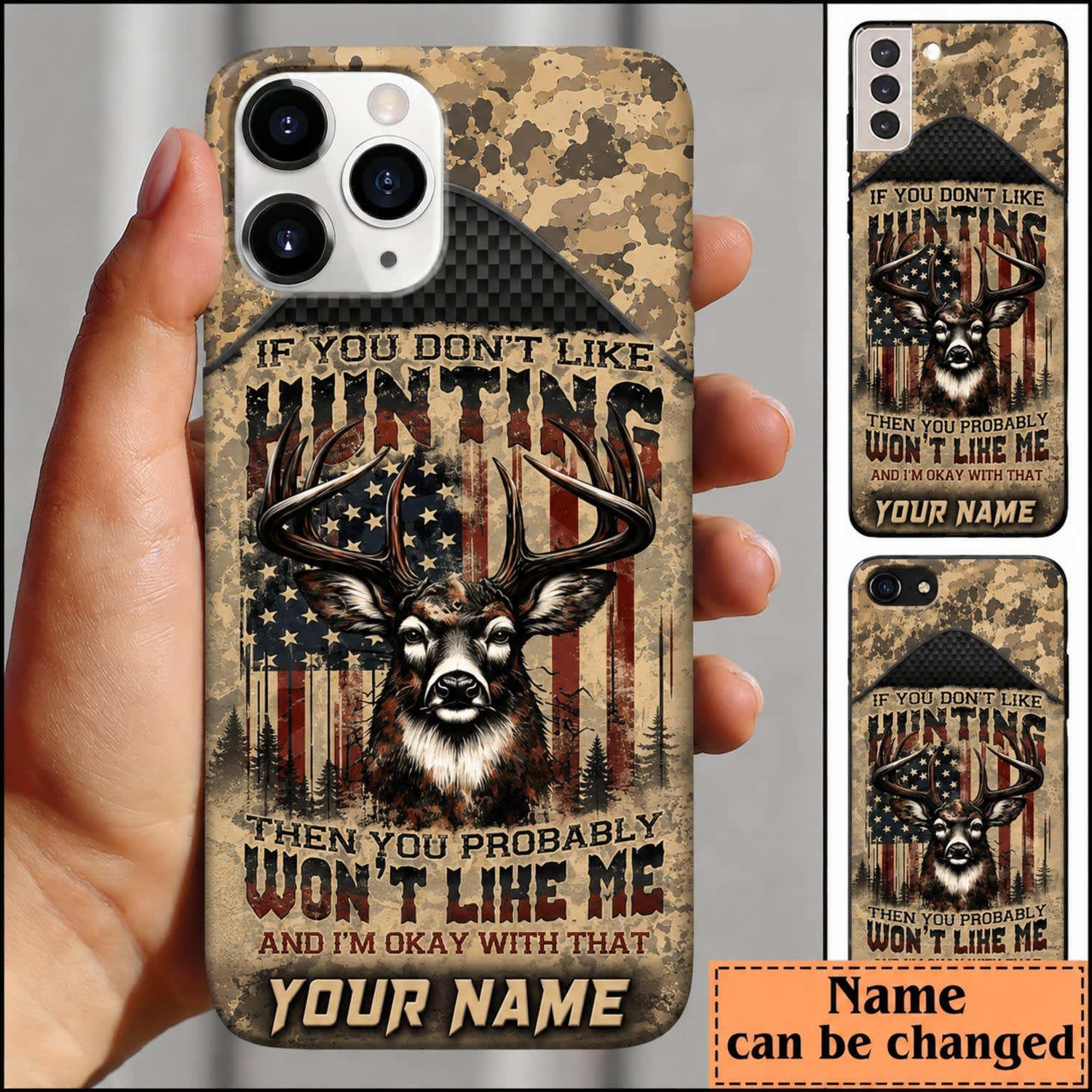 Maxcorners Hunting Hunting Life Deer Forest Camo Personalized Name 3D Phone Case