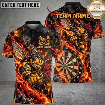 Maxcorners Darts Flaming Eagle Wings Orange Fire Dartboard Personalized Name 3D Unisex Shirt