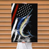 Maxcorners Marlin Fishing Aggressive Strike Water Splash American Flag Design Personalized Name 3D Poster