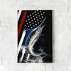 Maxcorners Marlin Fishing Aggressive Strike Water Splash American Flag Design Personalized Name 3D Poster