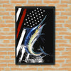 Maxcorners Marlin Fishing Aggressive Strike Water Splash American Flag Design Personalized Name 3D Poster