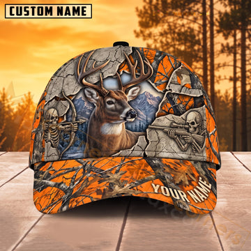 Maxcorners Deer Hunting Blaze Orange Camo Rifle Wilderness Personalized Name 3D Cap