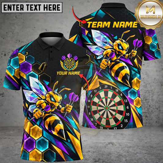 Maxcorners Darts Blue Green Phoenix Bird Neon Graffiti Dartboard Personalized Name 3D Unisex Shirt