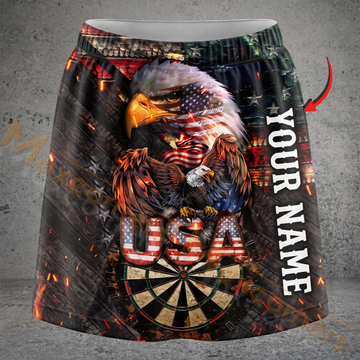 Maxcorners Darts Patriotic USA Bald Eagle Dartboard Personalized 3D Skirts With Shorts