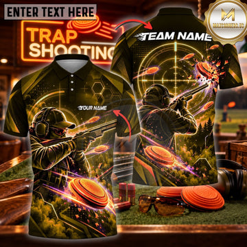 Maxcorners Trap Shooting Gold Crosshair Hunter Target Multicolor Customized Name, Team Name 3D Shirts
