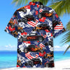 Maxcorners Personalized American Flag Flame Hot Rod Tropical Hibiscus Hawaiian Shirt, Custom Photo Car Aloha Shirts
