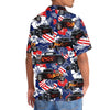 Maxcorners Personalized American Flag Flame Hot Rod Tropical Hibiscus Hawaiian Shirt, Custom Photo Car Aloha Shirts