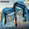 Maxcorners Fishing Dark Blue Splash Personalized Name, Team Name 3D Long Sleeve Shirt (12 Fish Species)