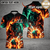 Maxcorners Bowling Bowling Ball & Dragon Flame Graphic Multicolor Customized Name, Team Name 3D Shirts