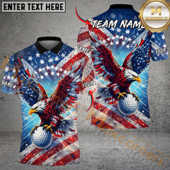 Maxcorners American Thunder Eagle Golf Polo Customized Name, Team Name Shirts