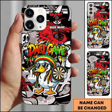 Maxcorners Darts Phonecase Graffiti Duck Street Art Dart Game Funny Dartboard Personalized Name 3D Phone Case