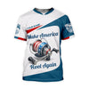 Maxcorners Make America Reel Again Patriotic Fishing Shirt, Performance Fishing Shirts, Fishing Shirts For Men