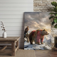 Maxcorners Alpine Explorer Bear Snow Mountain Canvas