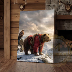 Maxcorners Alpine Explorer Bear Snow Mountain Canvas