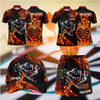 Maxcorners Darts Flaming Wolf Dartboard Design Personalized Team Sportswear Set - Polo Shirt, Cap & Skorts