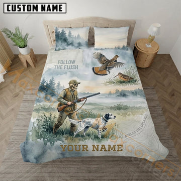 Maxcorners Waterfowl Hunting Snowy Lake Hunter Bedding Set 3D Print Custom Name