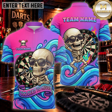 Maxcorners Darts Purple Blue Gothic Skull Graffiti Personalized Name 3D Unisex Shirt