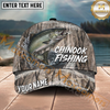 Maxcorners Fishing Gray Reed Camo Water Splash Personalized Name 3D Cap (12 Fish Species)