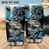 Maxcorners Fishing Tumbler Black Aqua Geometric Grunge Design Personalized Name Tumbler (13 Species)