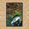 Maxcorners Salmon Fishing Underwater Camo Scene Design Personalized Name 3D Poster