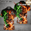 Maxcorners Bowling Tiger & Explosive Fire and Lightning Bowling Ball Graphic Multicolor Customized Name, Team Name 3D Shirts