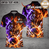Maxcorners Bowling Tiger & Explosive Fire and Lightning Bowling Ball Graphic Multicolor Customized Name, Team Name 3D Shirts