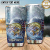 Maxcorners Fishing Tumbler Cloudy Blue Watercolor Design Personalized Name Tumbler (13 Species)